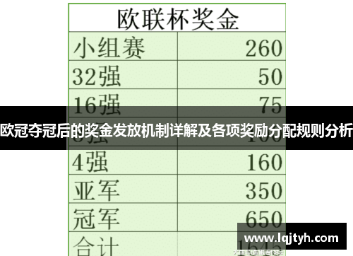 欧冠夺冠后的奖金发放机制详解及各项奖励分配规则分析