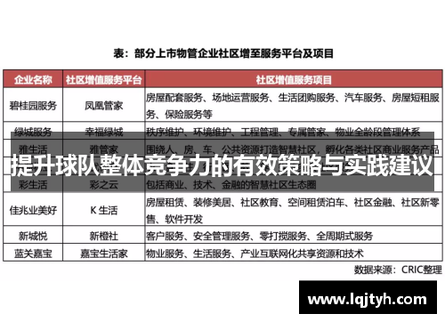 提升球队整体竞争力的有效策略与实践建议